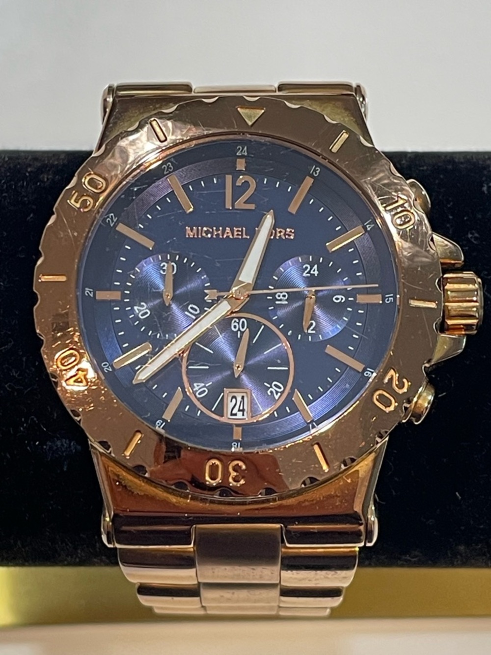 Michael Kors Rose Gold and Blue Chronograph Bracelet Watch
